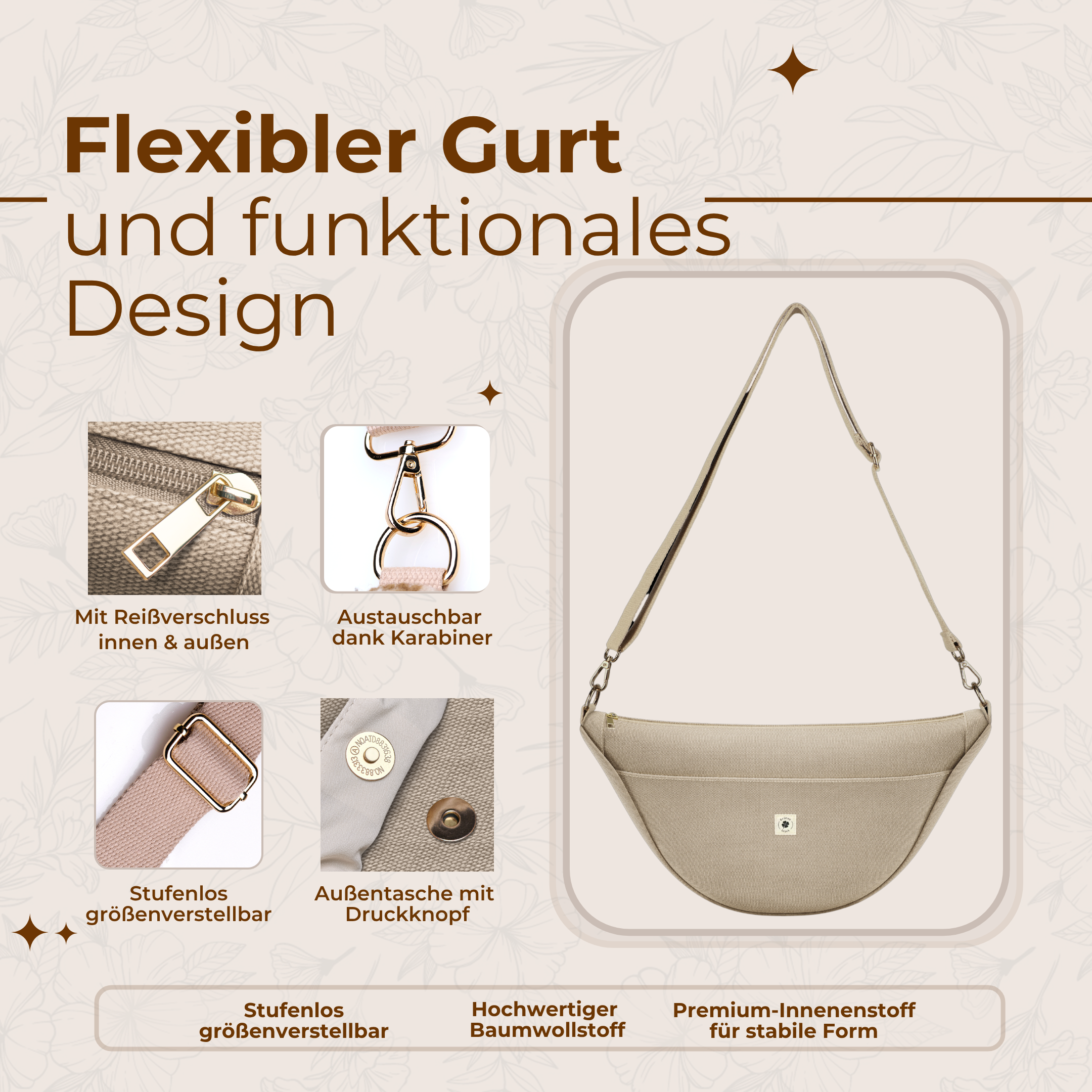Moon Bag Canvas taupe (large)