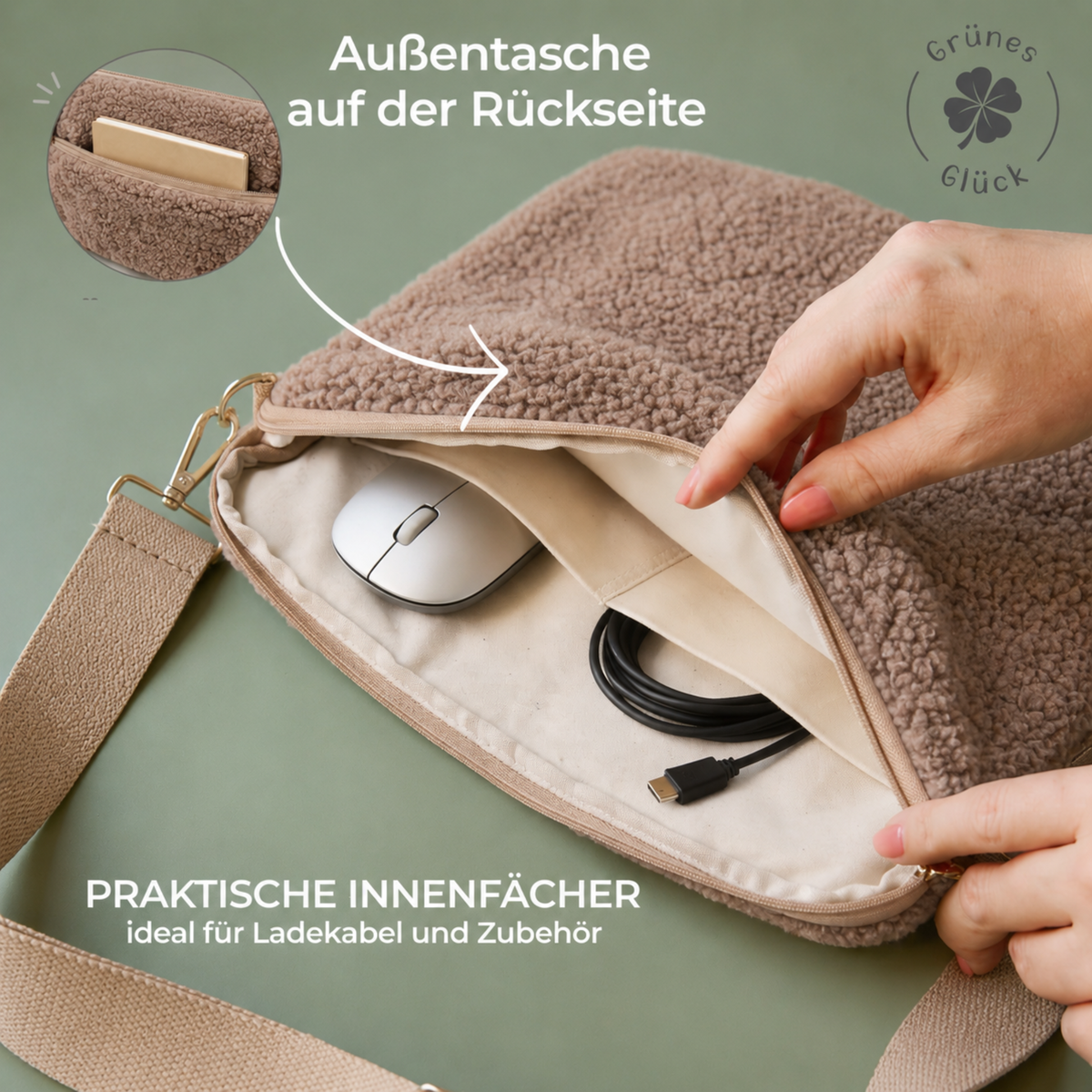 Teddy Laptoptasche 13–14 Zoll taupe